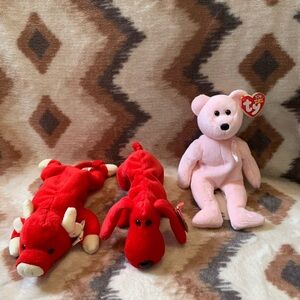 Set of 3 Ty Original Beanie Babies – Snort, Rover & Cure – Pre-Owned Collectible